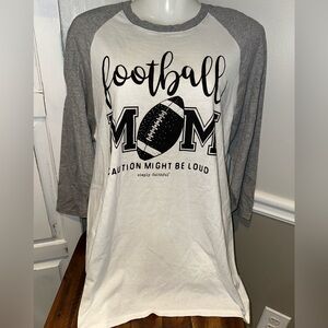NEW Simple Faithful Gray & White Football Mom 3/4 Sleeve Black, White & Gray Tee
